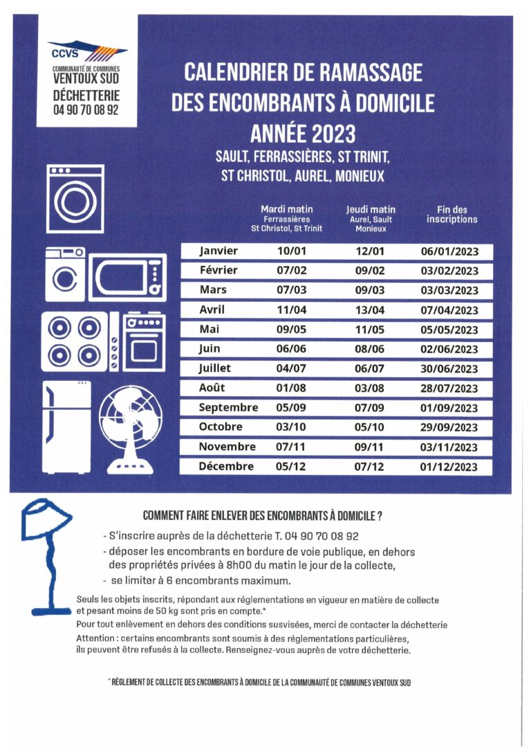 Calendrier Encombrant Porte Du Hainaut 2025 